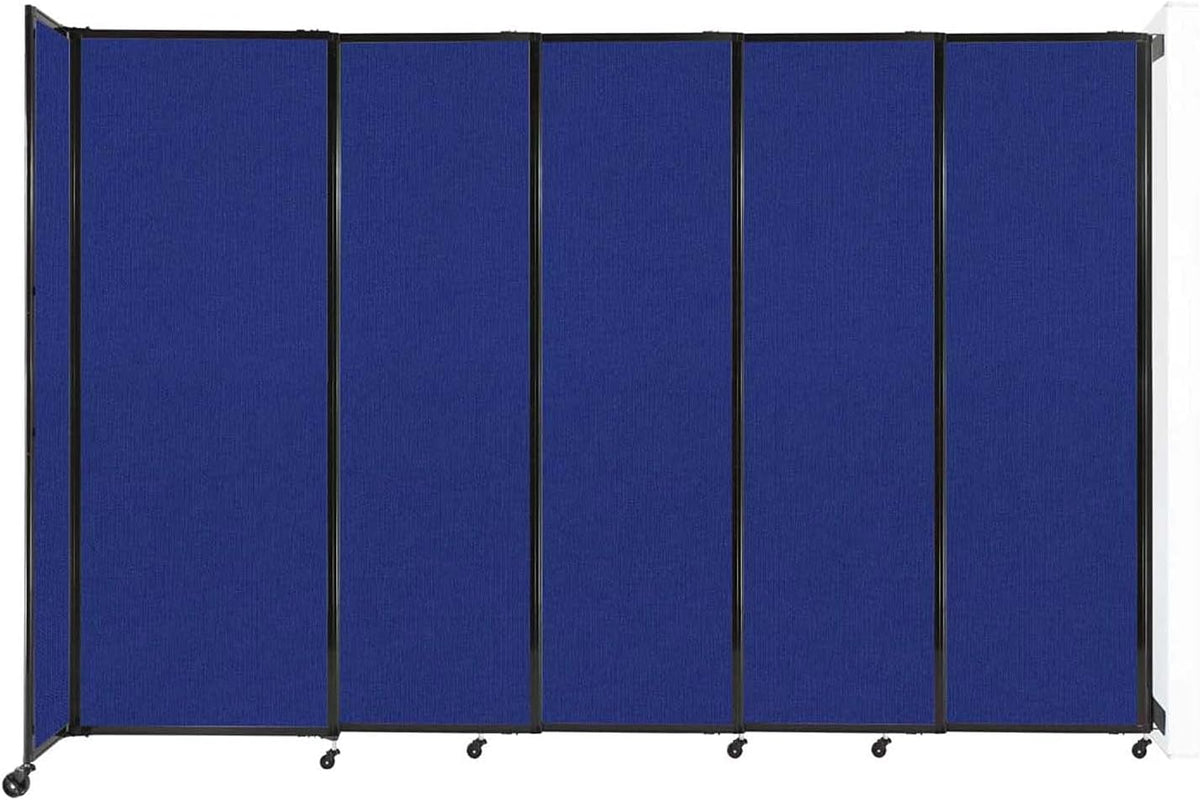 Wall-Mounted Sliding StraightWall Room Divider | Adjustable Widths | Locking Wheels | Room Separator | Up to 11'3" Wide x 7'6" Tall Royal Blue Fabric Panels