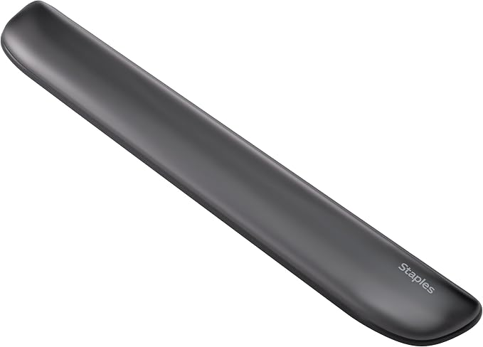 STAPLES Gel Keyboard Wrist Rest, Ergonomic Non‑Slip Wrist Support Cushion for Comfortable Typing, Durable Gel‑Filled Design, Black Crystal