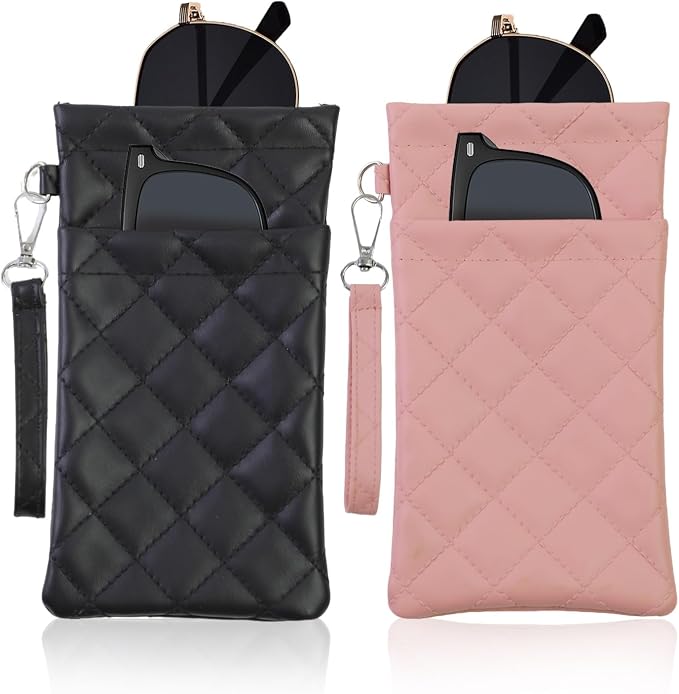 Double Eyeglass Case Soft Dual Glasses Case for Women Men Travel Squeeze Top Sunglasses Cases Eyeglasses Pouch