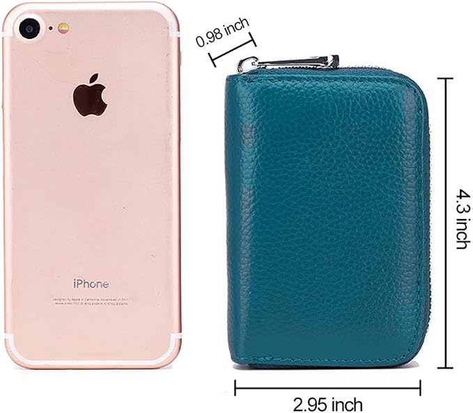 RFID Credit Card Holder Genuine Leather Credit Card Wallet with Zipper | RFID