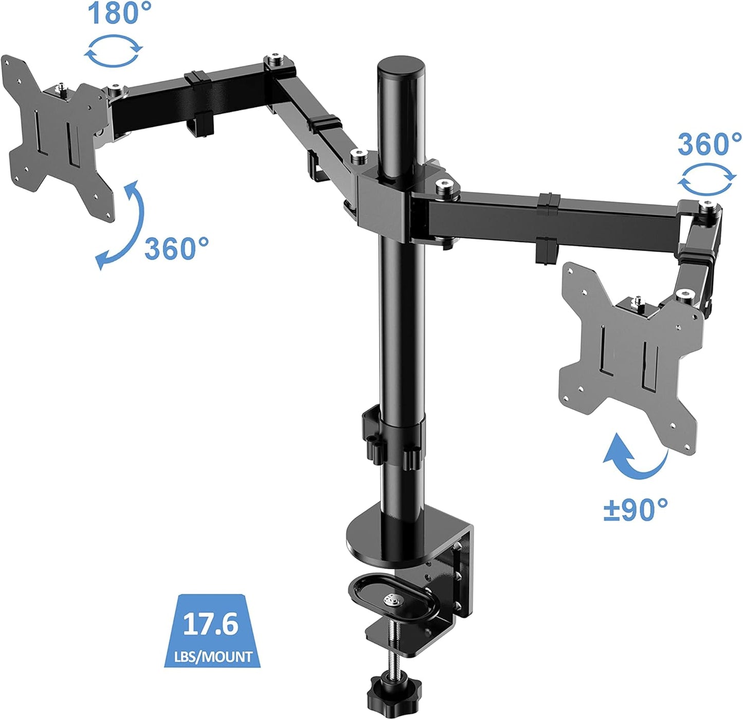 Rocelco 37.5" Deluxe Height Adjustable Standing Desk Converter with Dual Monitor Mount BUNDLE - Quick Sit Stand Up Computer Workstation Riser - Large Retractable Keyboard Tray - Black (R DADRB-DM2)