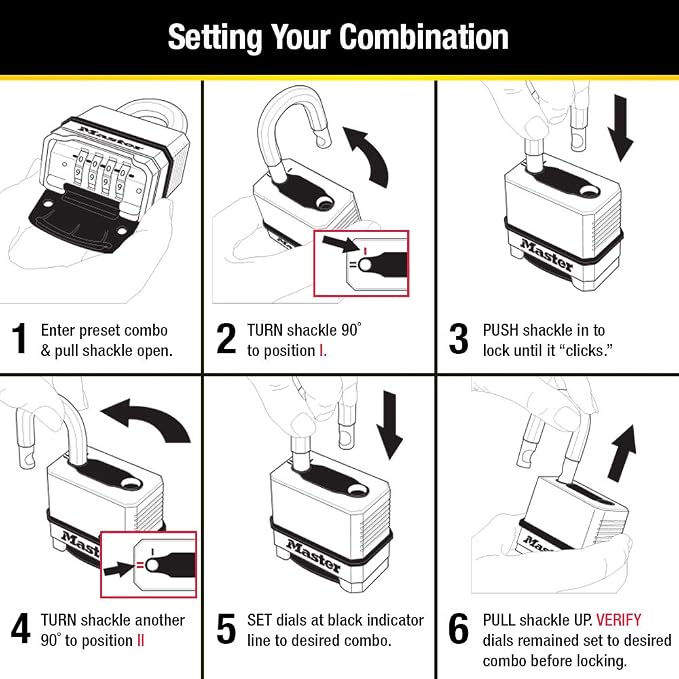 Master Lock Combination Padlock Gold | Heavy Duty | Weather Resistant | Resettable | For Outdoor Use | Pack of 20