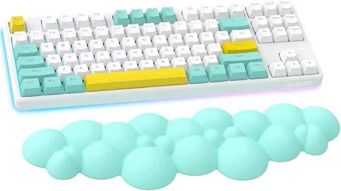 ATTACK SHARK Cloud Gaming Keyboard Wrist Rest Pad,Memory Foam Keyboard Palm Rest,Ergonomic Hand Rest,Wrist Rest for Computer Keyboard,Laptop,Mac,Lightweight for Easy Typing Pain Relief(Green)