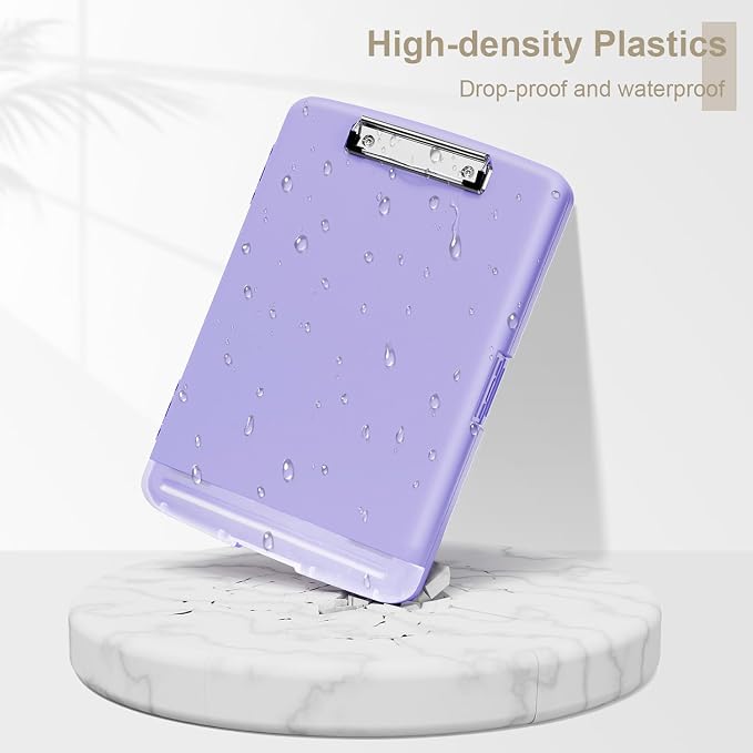 Piasoenc Clipboard with Storage, 8.5 x 11 Clip Board with Pen Holder,Purple | High Capacity, Heavy Duty Plastic Organization Box for A4 Legal Paper Folder, Folio & Side-Opening Nurses, Teachers, Student