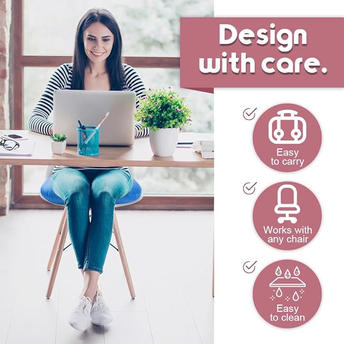 Stuffed Donut Pillow Seat Cushion | for Tailbone and Coccyx Pain, Hemorrhoids, Bed Sores, Pregnancy, Prostate, Surgery Recovery, Sitting Pressure Relief, for Home, Office and Car (Blue)