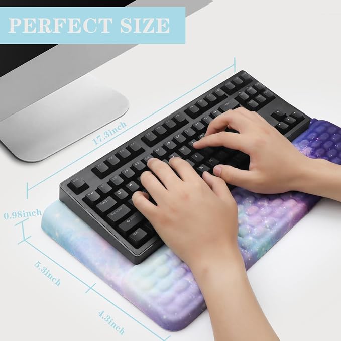 Ergonomic Keyboard Stand with Wrist Rest, Computer Wrist Support Pad | Comfy Tilted Keyboard Riser Holder Wrist Pad for Pain Relief, Soft Memory Foam Desk Cushion for Office Home
