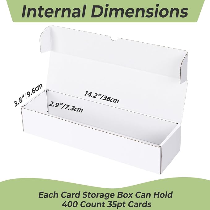 PHAREGE 10 Pack Trading Card Storage Boxes All White for 4000 PC 35pt Cards | 40 Dividers, Sport Card Storage, Card Shipping, Flat Bottom, Shape Well, Easy Fold, Easy Open, DIY Cardboard, Self-locking