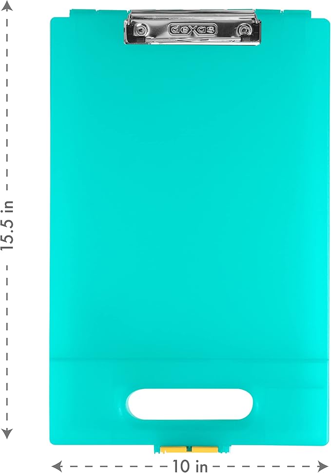 Dexas Clipcase Storage Clipboard with Handle, Aquamarine (Pack of 12)