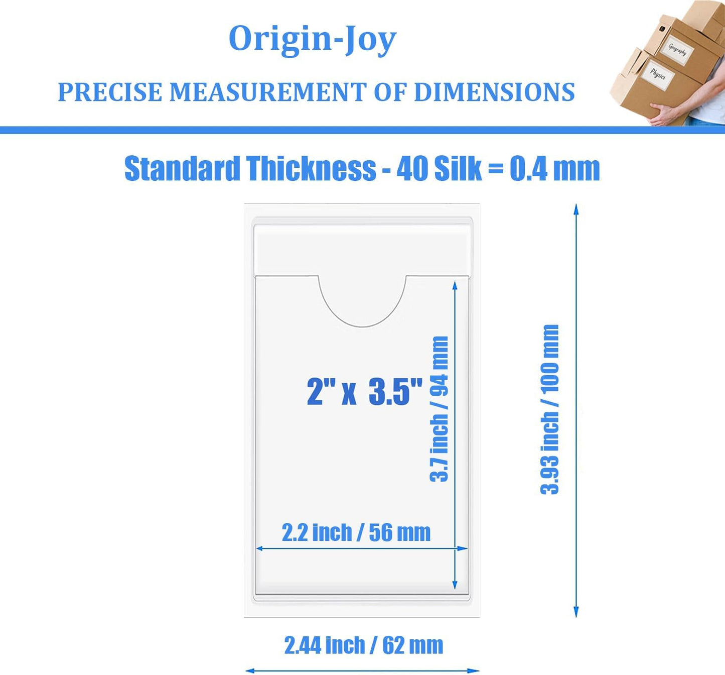 Origin-Joy 25 PCS Self-Adhesive Index Label Pockets, Clear Plastic Peel & Stick Card Holders with Top Open for Loading (2 x 3.5 inch)