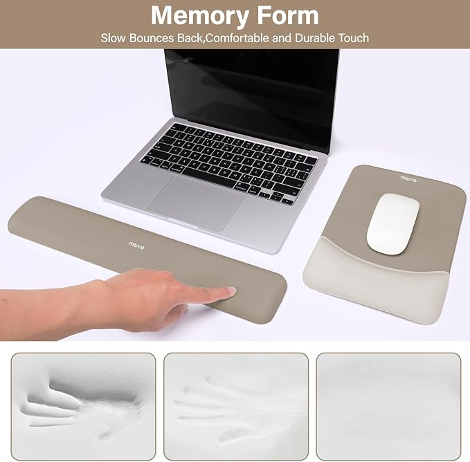 MOSISO Wrist Rest Support Mouse Pad & Keyboard Set, Bronze Brown | Rectangular Ergonomic Mousepad, Non-Slip Base, Home/Office Pain Relief & Easy Typing, Neoprene Cloth & Raised Silicone Lining