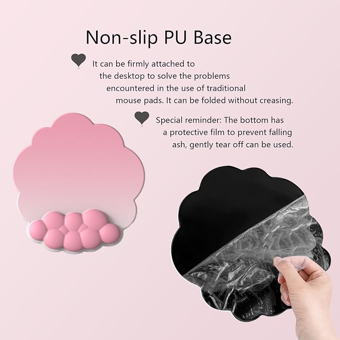 Cloud Wrist Rest Keyboard Pink Mouse Pad Set with Wrist Rest Ergonomic Wrist Pad Memory Foam Non-Slip Base Cute Gradient Wrist Support for Computer Laptop Gaming Home Office Relief Typing Pain