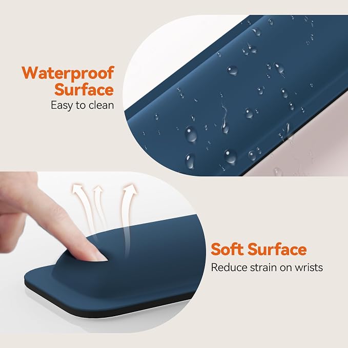 TECKNET Wrist Rest for Computer Keyboard Ergonomic, 1 in Thick, 17x3.3 in | Thicken Memory Foam, Typing Pain Relief, Wrist Support Pad for Keyboard, Comfort for Home/Office/Work, Anti-Slip Rubber Base