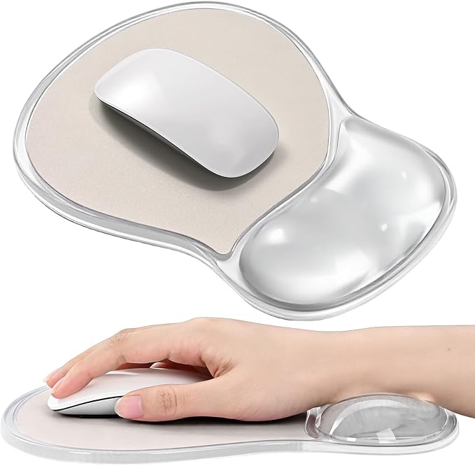 EooCoo Ergonomic Waterproof Mouse Pad with Gel Wrist Rest Support | Middle Concave Design for Natural Wrist Alignment, Non-Slip Base Mousepad, Carpal Tunnel Relief, Office Desk Accessories
