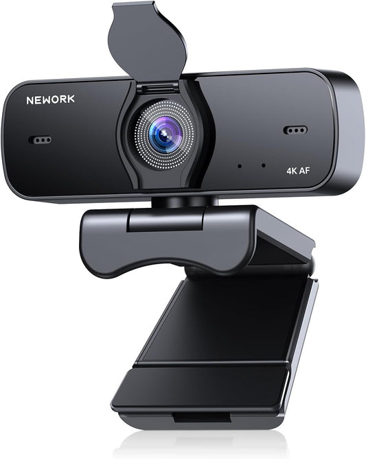 4K Webcam for PC with Sony Sensor, Auto Focus & Privacy Cover, Ultra HD 4K Streaming Camera, 2 Noise-Cancelling Mics, USB Plug & Play, 77° FOV, Web Camera for Zoom, Skype, Teams, Video Calling