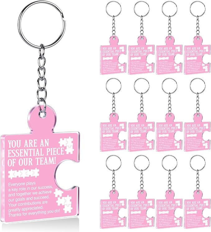 Team Appreciation Gifts Bulk Thank You Keychains for Coworkers | Gift Set for Employee, Staff, Teachers, Teamwork Puzzle Piece Keyring, Acrylic