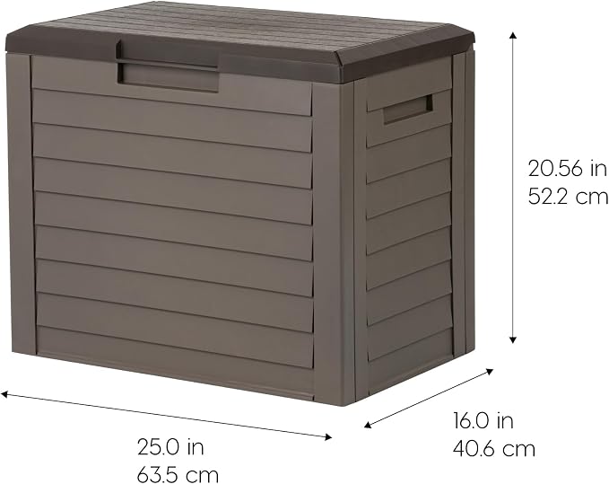 IRIS USA 35 Gallon Outdoor Deck Box, Lockable, Weather-Resistant, Brown | UV-Protected, Waterproof Resin, Patio Storage for Cushions, Garden Tools & Packages