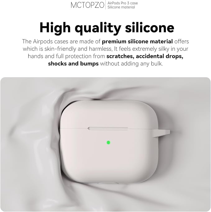 for AirPods Pro 3 Case 2025,Come with Cleaner Kit,Stone | Silicone Protective Cover for Airpod Pro 3rd Generation Case with Keychain,for Women Men,One-Piece Design,Shockproof