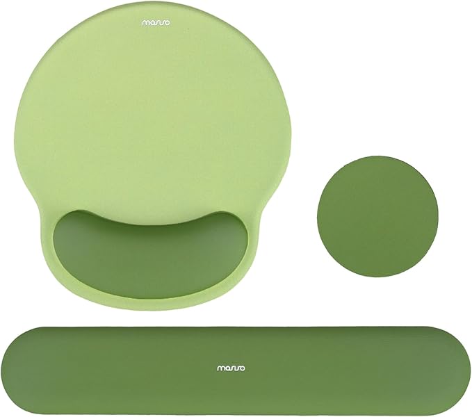 MOSISO Wrist Rest Support for Mouse Pad&Keyboard Set, Olive Green | Circle Curved Ergonomic Mousepad Non-Slip Base Home/Office Pain Relief&Easy Typing Pad with Soft Cloth&Silicone Lining