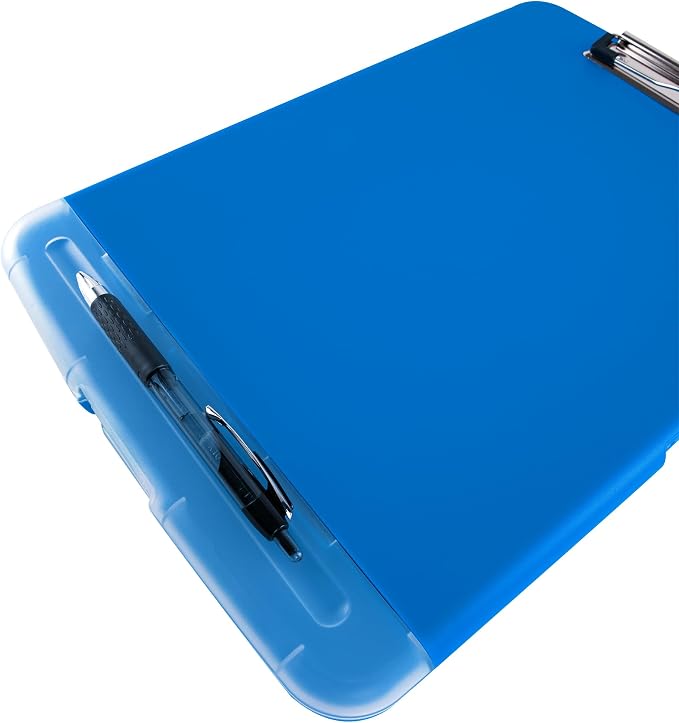 Super Z Outlet Slim Plastic Nursing RN Style Lightweight Coaches Clipboard with Open Foldable Storage, Classroom Teacher College Size (9.5" x 14") (Blue, 9.5" x 14")