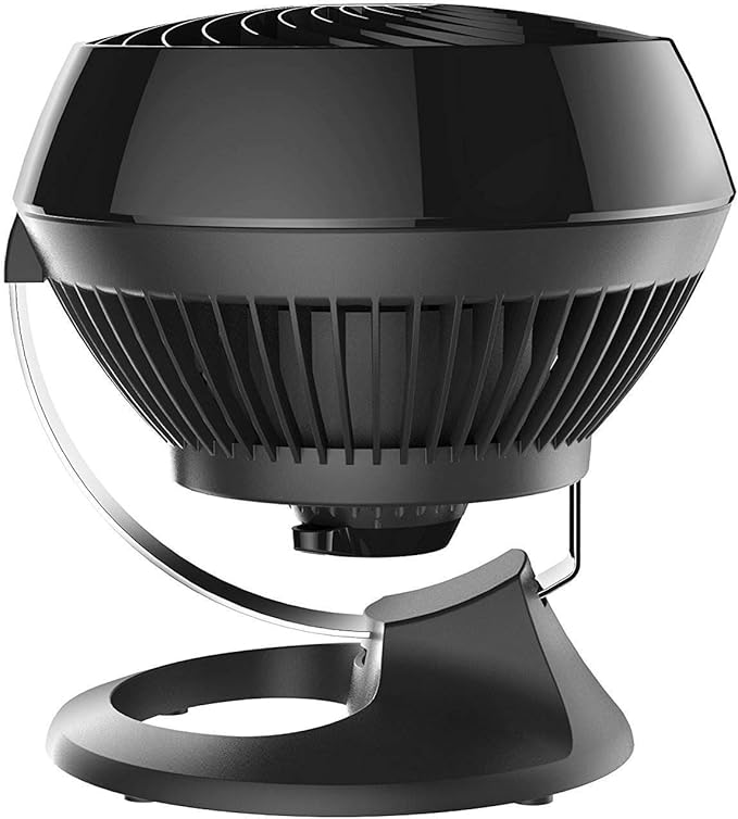 Vornado 460 Small Desk Fan with 3 Speed Settings, Adjustable Tilt Chrome Glide Bar, for Bedroom, Office, Home, Air Circulation up to 70 Feet, Quiet Table Fan, Black