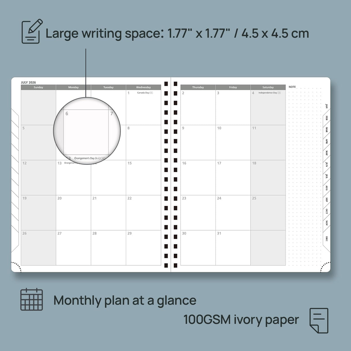 POPRUN 2026 Planner (Large - 8.5" x 10.5") with Hourly Schedule, Vertical Layout - 2026 Weekly Calendar (Jan. 2026 - Dec.2026) for Time Management, Monthly Tabs, Spiral Bound, Soft Cover - Blue Green