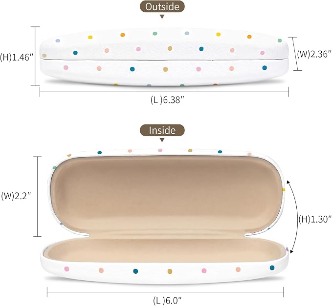 Glasses Case Hard Shell, Cute Sunglasses Case for Women Leather Protective Case for Eyeglass with Cleaning Cloth