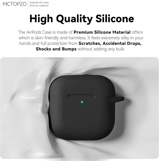 for AirPods 4 Case 2024 with Cleaner Kit & Keychain-Black | Silicone Protective Cover for Apple AirPods 4th Generation Case,for Women Men,One-Piece Design,Shockproof,Dust Proof