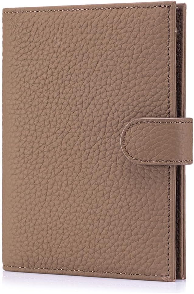 Leather RFID Blocking Passport Holder for Travel Women | Slim Travel Wallet for Men with Gift Box, Card Slots, Boarding Pass Organizer, Zipper Coin Pocket & Cash Holder (Dove Gray)
