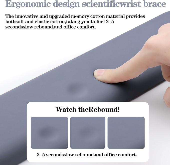 Ergonomic Wrist Rest for Computer Keyboard and Mouse Set with Wrist Support | Leather Memory Foam Mouse pad Rests for Pain Relief, Non-Slip, Desk Wrist Pad for Office Home (Blue)