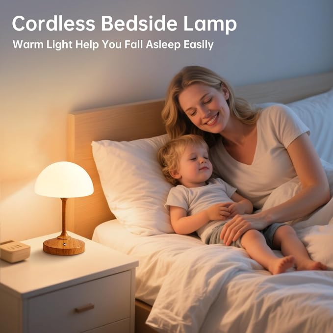 Mushroom Lamp Cordless Lamp Table Lamp,Outdoor Waterproof Shower Lamps,5000mAh Rechargeble Battery Operated Dimmable Touch Desk Lamps,LED Night Light for Bathroom Patio Camping Restaurant