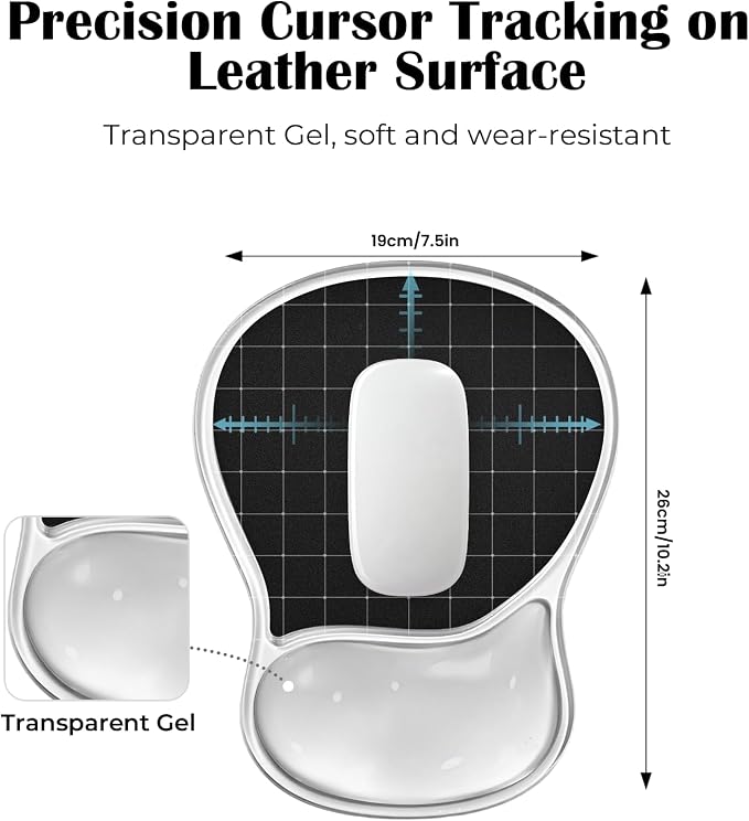 EooCoo Ergonomic Waterproof Mouse Pad with Gel Wrist Rest Support | Middle Concave Design for Natural Wrist Alignment, Non-Slip Base Mousepad, Carpal Tunnel Relief, Office Desk Accessories