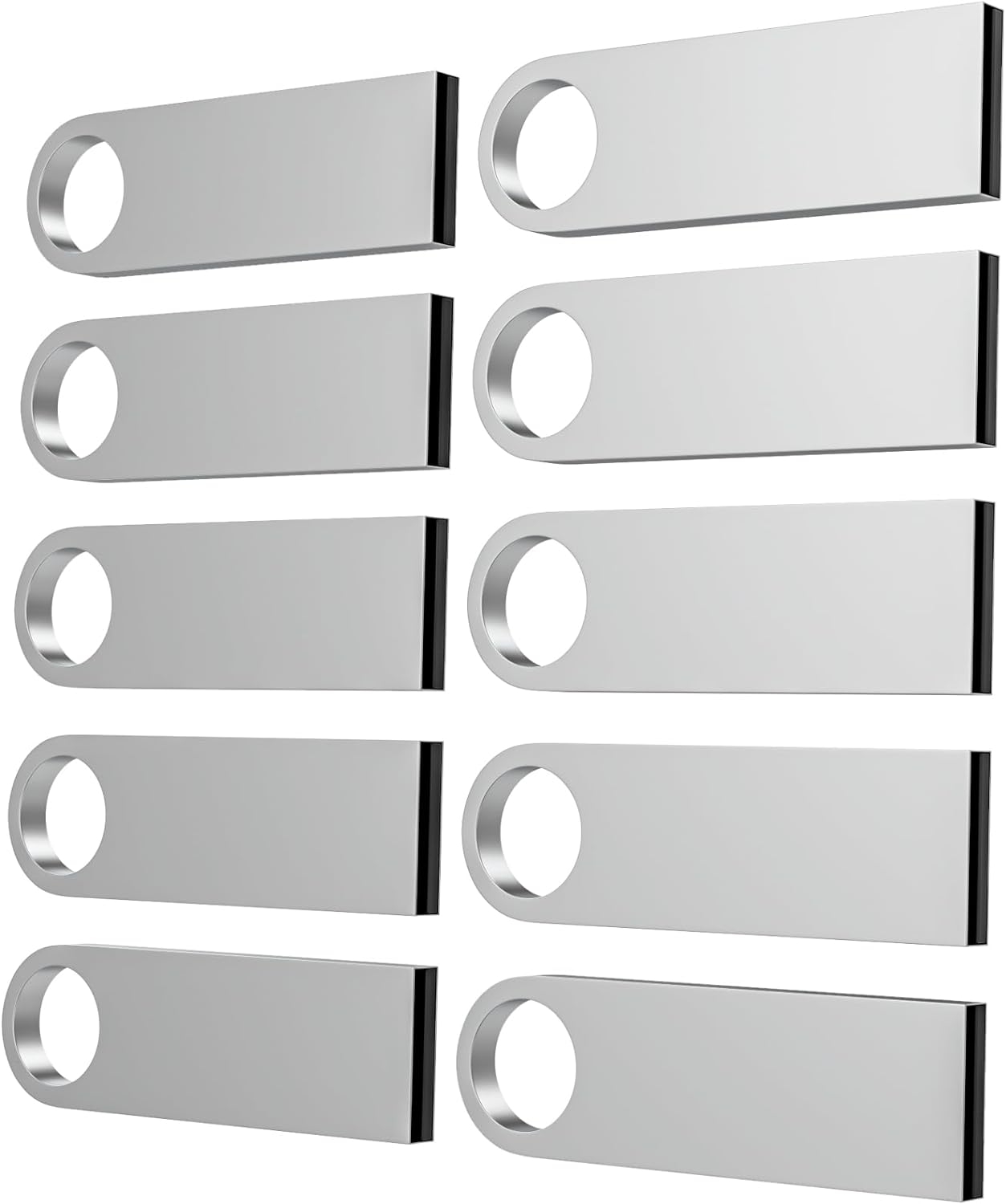 ABLAZE 16GB Flash Drive 10 Pack, Metal USB 2.0 Thumb Drives with Keychains USB Sticks Pendrives (Sliver)