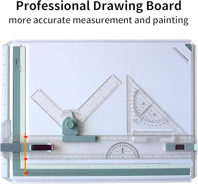 Metric A3 Drawing Board Drafting Table Multifunctional Drawing Board Table with Clear Rule Parallel Motion and Angle Adjustable Measuring System