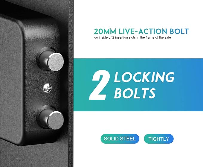 RPNB Small Home Safe Box,Personal Safe,Metal Money Safes for Home,1.2 CuFt | Digital Cash Safe with Keys,Electronic Code Lock,Steel Alloy Small Cabinet Safe for Money,Home,Office,Hotel,Business,Jewelry