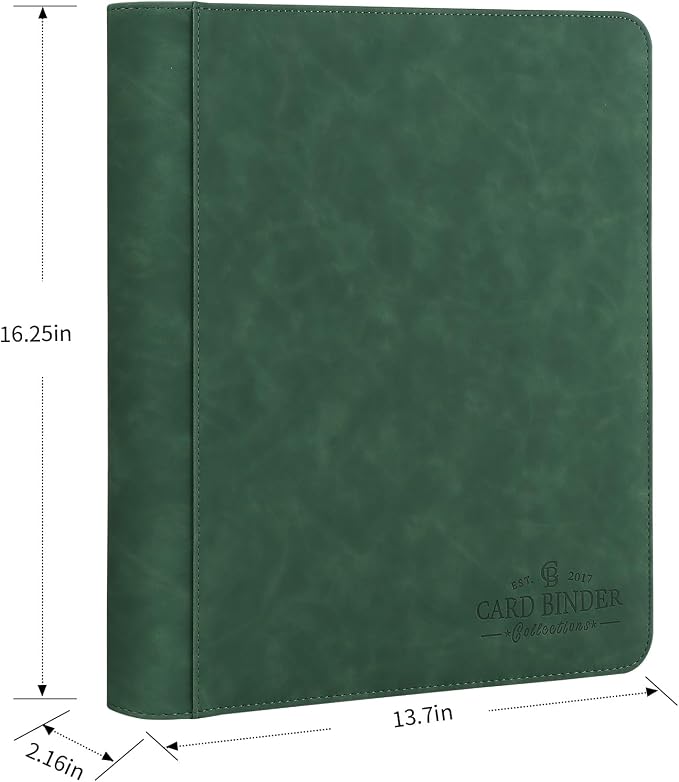 Toploader Binder,Toploader Hard Cases, 9-Pocket Pages Sleeves Hold up 288 Cards.Toploader Card Binder with Sleeves for “3×4” rigid，Card Holder(Blackish Green)