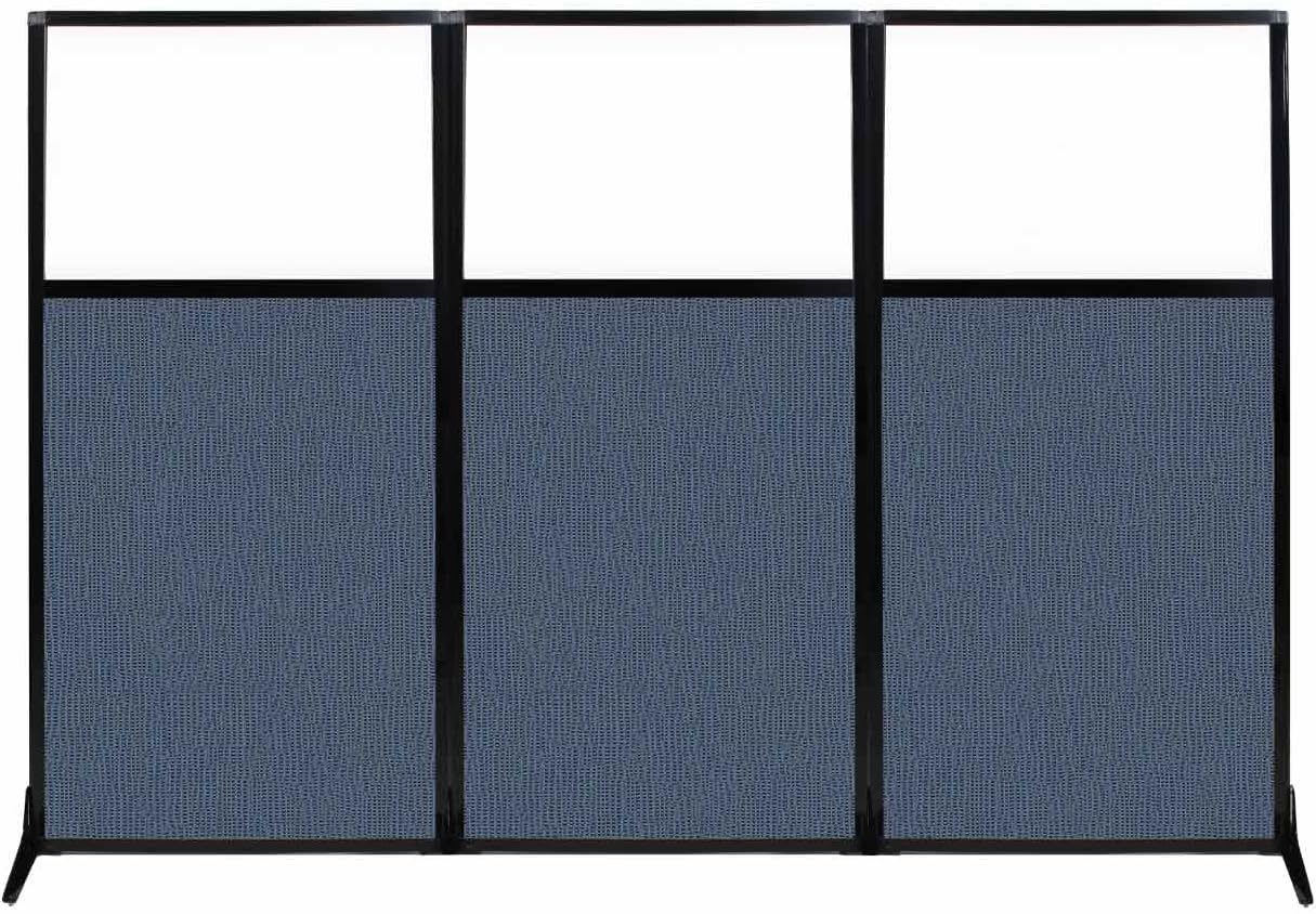 Versare Workstation Partition | Portable Wall Divider | Modern Office Cubicle | Free Standing Privacy Screen | Flexible Work Space | 99" x 70" W/Window, Ocean Fabric Panels