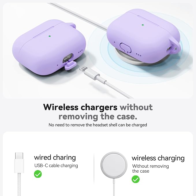 Ljusmicker for AirPods Pro 3 Case 2025 with Cleaner Kit,Purple | Soft Silicone Protective Cover for Apple AirPod Pro 3rd Generation Case with Keychain for Women Men,Shockproof