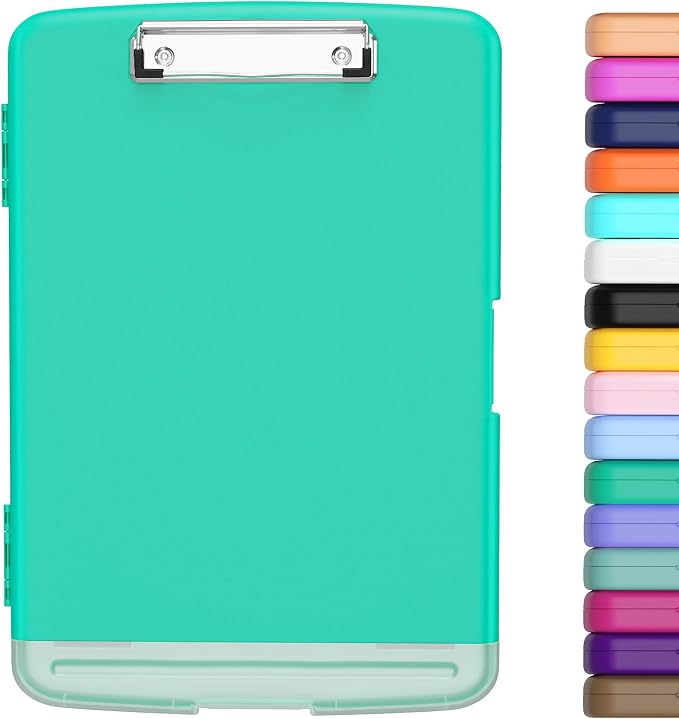 Hongri Clipboard with Storage with Pencil Case, 8.5 x 11 Storage Clip Board | High Capacity Organization Box for A4 Letter Legal Paper, Heavy Duty Folio & Side-Opening for Nurses, Teachers, Green