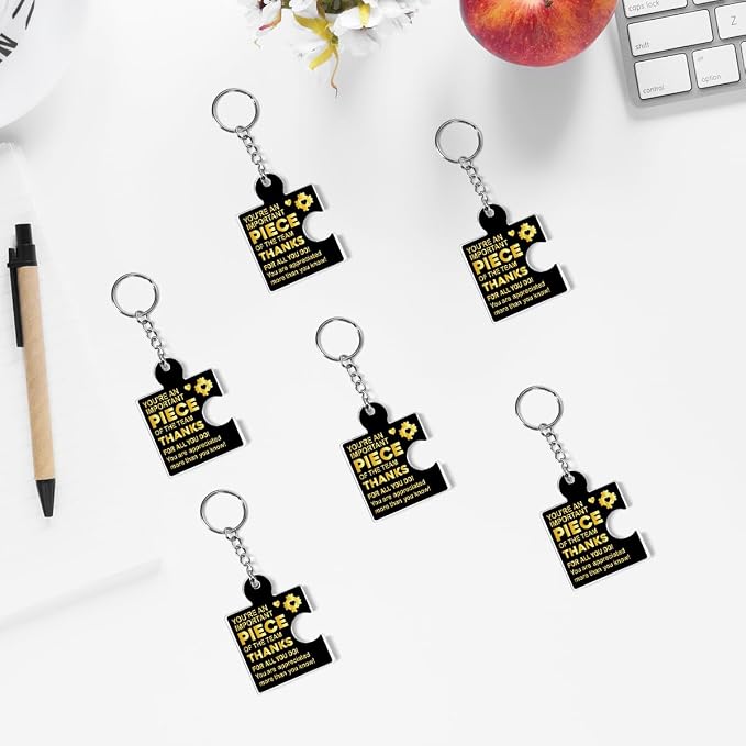 Team Appreciation Gifts Bulk Thank You Keychains for Coworkers | Gift Set for Employee, Staff, Teachers, Teamwork Puzzle Piece Keyring, Acrylic