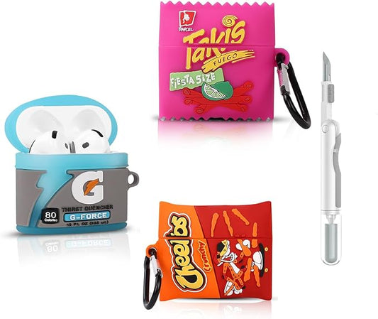 (3Pack) Case for AirPods 4 Wireless Earbuds with Cleaning Pen kit, XMBYGY Silicone Cute Cartoon Charging Case Shockproof Protective Cover and Carabiner for AirPods 4th Generation Headphones