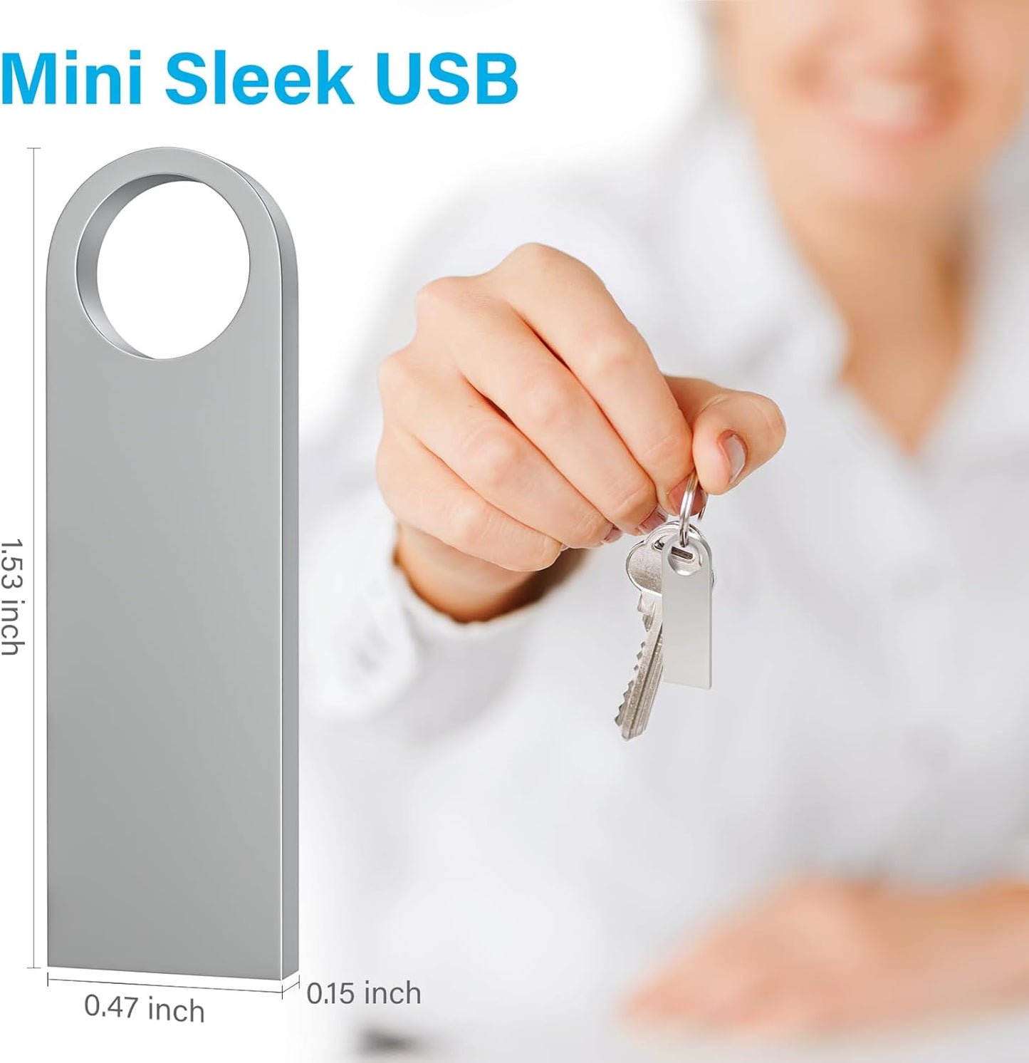 ABLAZE Custom Flash Drive 256MB 10 Pack, Personalized USB with Your Logo Metal Thumb Drives USB 2.0 Memory Stick Pendrive (Sliver)