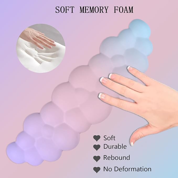Cloud Keyboard Wrist Rest Mouse Pad with Wrist Rest for Computer Keyboard and Mouse Pad Set Memory Foam Cute Ergonomic Wrist Pad Support for Desk Gaming Home Office Pain Relief Pink Purple Blue