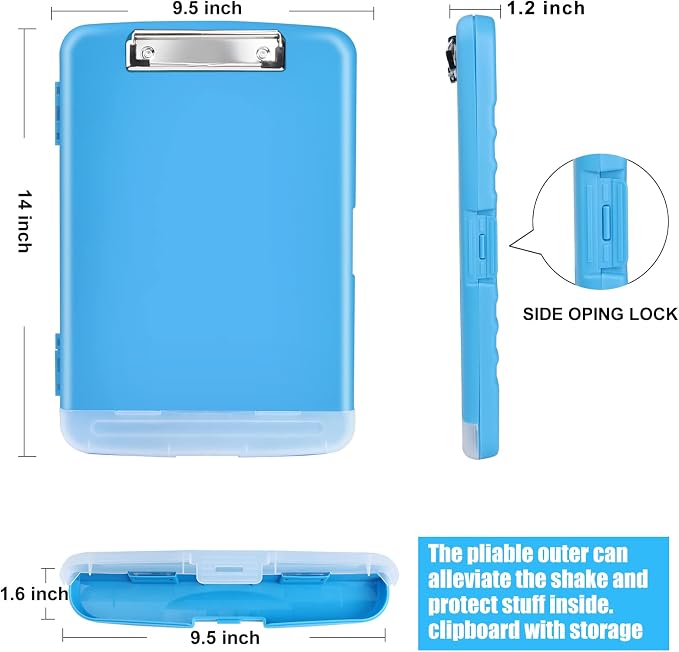 Blue Clipboard with Storage,Clip Boards 8.5x11 with Pen Holder,Letter Size | High Capacity A4 Nursing Plastic Clipboard Folder Case,Side Opening Contractor Clipboard for Women Teachers,School Office