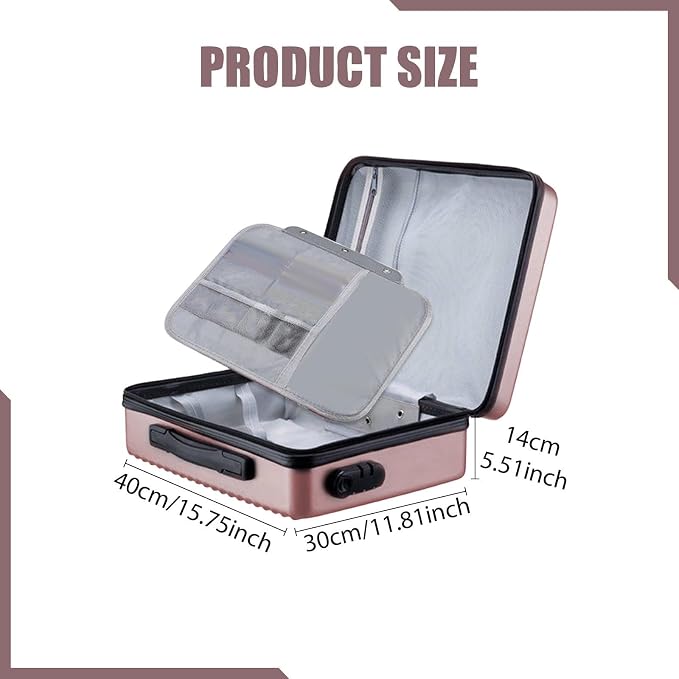 Fireproof Document Box, Secure Storage, Waterproof Briefcase, Sturdy Storage Bag for Contracts, Outdoor, Rose Gold