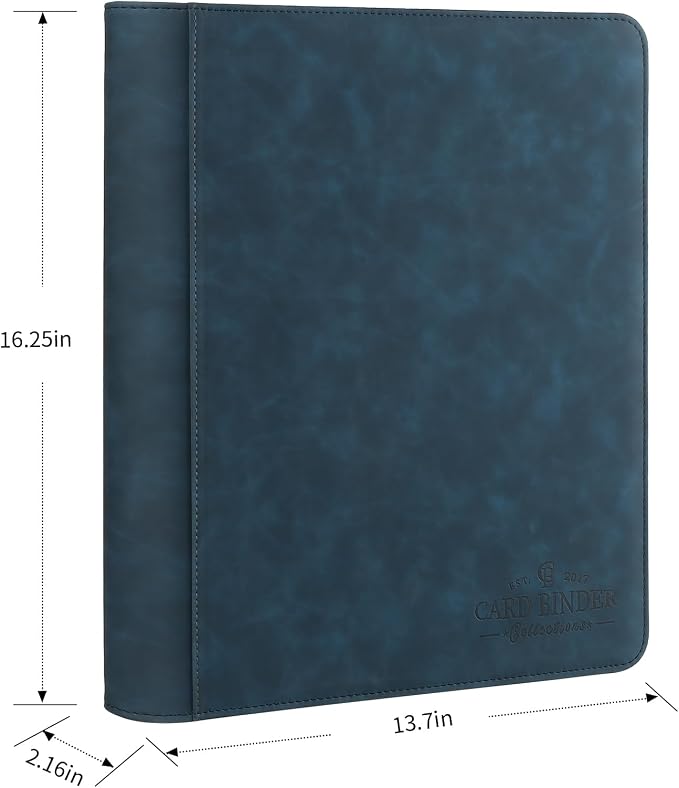 Toploader Binder,Toploader Hard Cases, 9-Pocket Pages Sleeves Hold up 288 Cards.Toploader Card Binder with Sleeves for “3×4” rigid，Card Holder(LakeBlue)