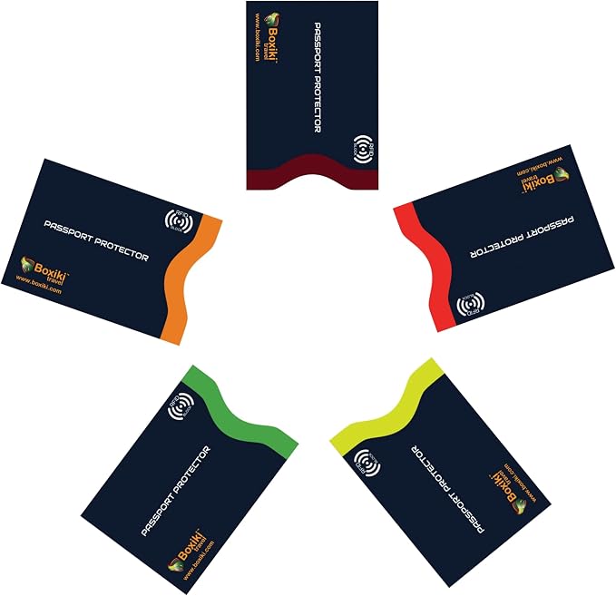 RFID Blocking Passport Sleeves (5-PCS) – Color-Coded Travel Organizers for Identity Theft Prevention – Navy Blue Passport Protector Sleeves for Men & Women