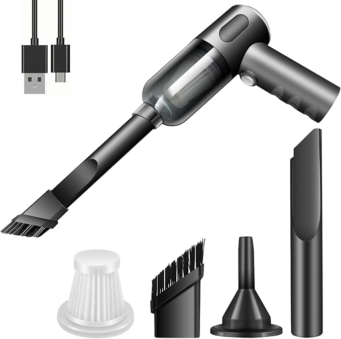 Compressed Air Duster Wireless Handheld Car Vacuum Cleaner, Air Blower 3 in 1 Electric Air Dusters Computer Vacuums Keyboard Cleaner Power Rechargeable Vacuum for Desk Home and Office Dust Cleaning