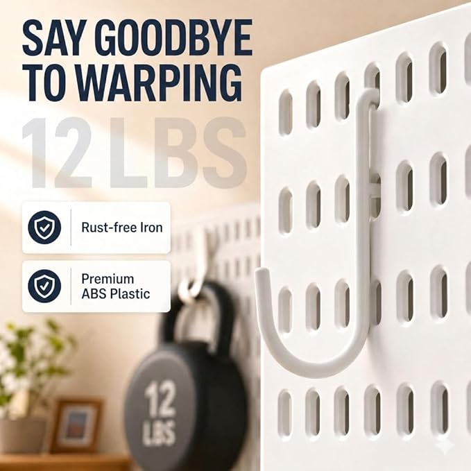 AKTOP Plastic Peg Board Wall Organizer 4-Pack, 12"x12" Pegboard Kit, White | Includes 13 Accessories, Adhesive or Drill Mounting, Superior Load Capacity, Ideal for Office, Gaming Room, Craft Room