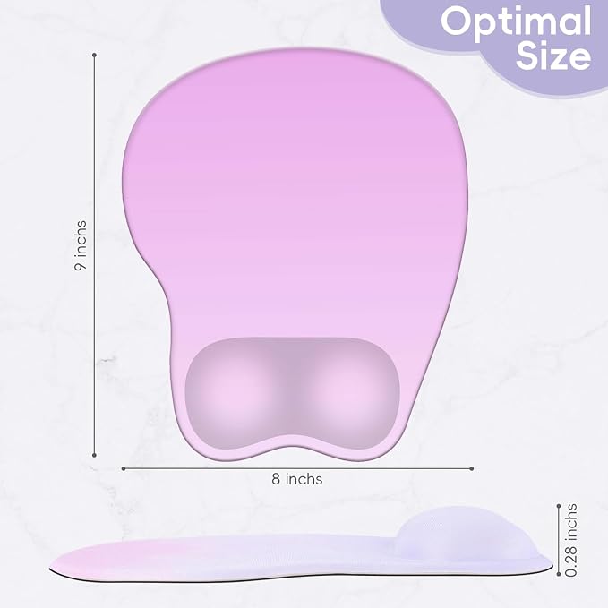 Mouse Pad with Wrist Rest Ergonomic Mouse Pad with Comfortable M-Shape Pain Relief Wrist Support Non-Slip PU Base Mousepad for Laptop, Office & Home (Plum)