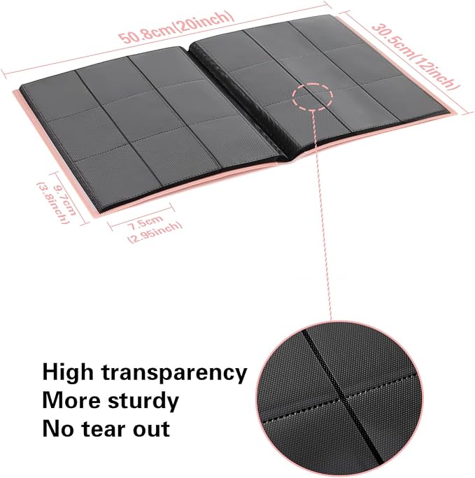 GEAoffice Card Binder, 9 Pockets Trading Card Album Folder, 360 Side Loading Pocket Binder for Sports&Game Cards, MTG, and Other TCG
